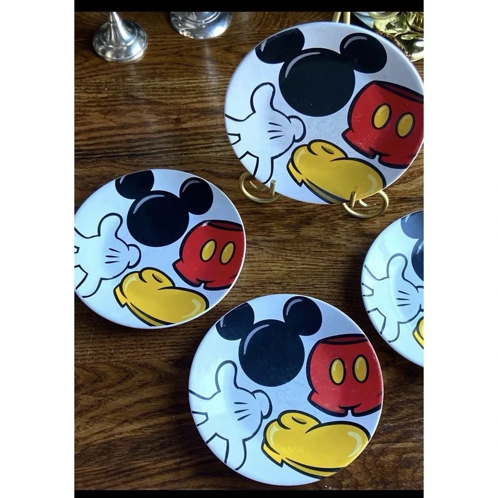 Disney Parks Mickey Mouse Icon Pop Art 8 Inch Ceramic Appetizer Plates Set of 3